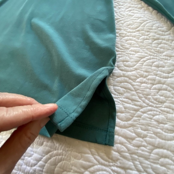 Karen Scott Tunic Top Split Neck with Studs 3/4 Sleeve Side Slits Teal Size M - Picture 9 of 11